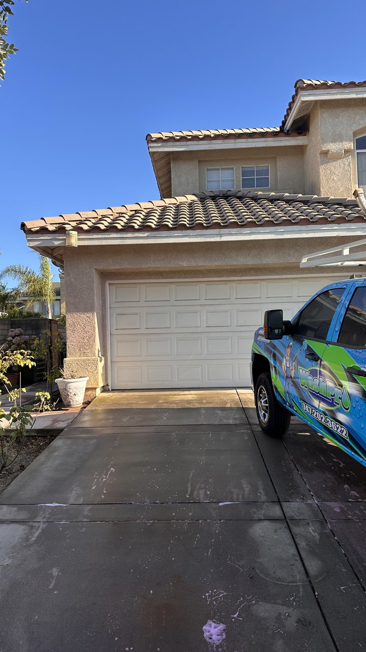 WashPro SFV family-owned crew with the branded truck at a job in the San Fernando Valley